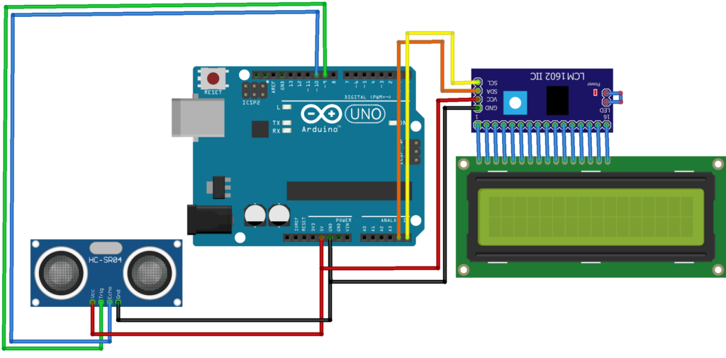 This image has an empty alt attribute; its file name is Arduino_Uno_i2C_LCD-Ultrasonic-Sensor_bb-1024x505.png