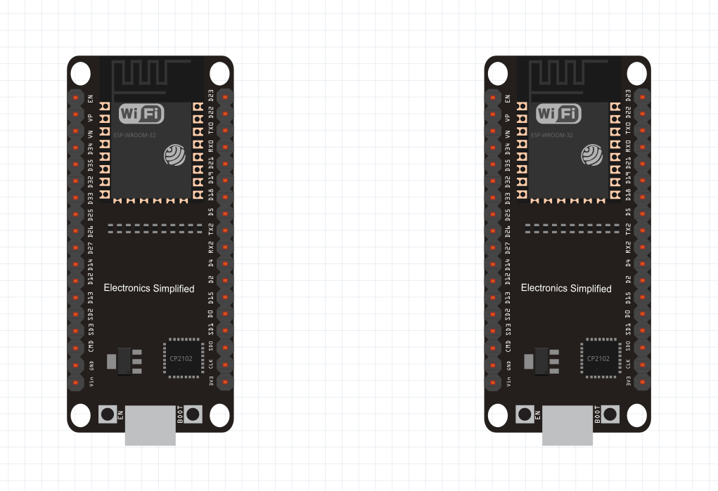 ESP32 Powered with input voltage. The connections are wireless